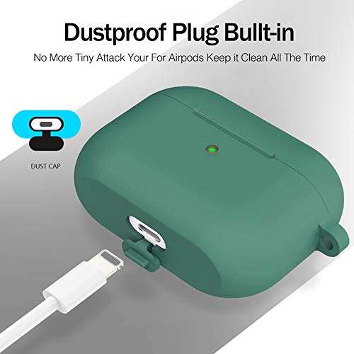 Vabogu AirPods Pro Case Silicone Protective Cover Skin Compatible with AirPods Pro(Front LED Visible), Dark Green (11) 4