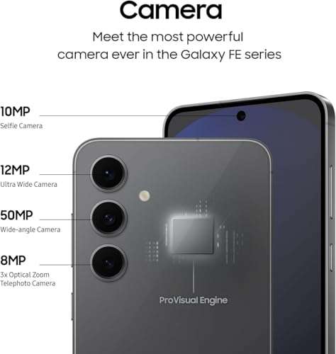 Samsung Galaxy S24 FE 5G (Graphite, 8GB RAM, 256GB Storage) | Exynos 2400e Processor | Dynamic AMOLED Display | Dual Nano-SIM | 4700mAh Battery 3