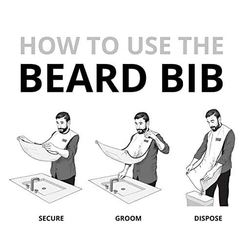 Beard King Beard Bib Apron - Shaving Set for Dad - As Seen on Shark Tank - Men's Hair Catcher for Shaving - Grooming Accessories - Packing Pouch, White 3