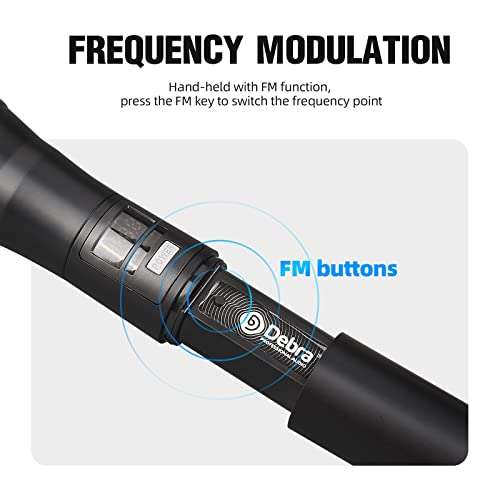 D Debra Audio Wireless Microphone System Pro DU4004 UHF 4 * 16 Adjustable Channel Wireless Handheld Lavalier Headset Mics, Ideal for Meeting Church Speech Party (2 Handheld 2 Bodypack) 4