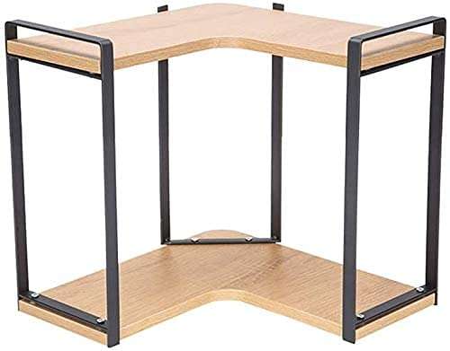 INDIAN DECOR. 299910 Wall Shelves Metal Storage Shelf + Wooden Corner 2 Layer Desktop Storage Rack Multifunction 30 * 30 * 30.5 CM 3