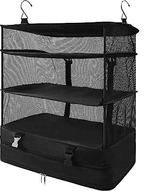 Kitwe Portable Hanging Travel Shelves, Suitcase Organizer, Packing Cubes for Travel, Carry-On Closet Insert, X-Large Capacity Travel Bags Collapsible 1