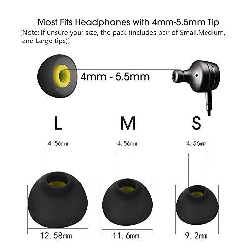 12 Pieces Memory Foam + Silicone Ear Pads Replacement S/M/L Size Comfortable Noise Isolating Headphone Accessories Kit Earbuds Ear Tips (Red) 6