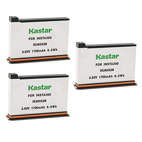 Kastar Battery 3-Pack Replacement for Insta 360 ONE X2 Rechargeable Lithium Polymer Battery, Insta360 ONE X2 Action Camera (Non-Waterproof) Camera 1