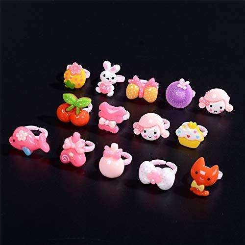 MM RETAILS Little Girl Cute Lovely Jewellery Rings Girl Pretend Play and Dress Up Rings for Party Rings Set Cartoon Cute Kids Accessory Gift for Children (Pack of - 12) 5