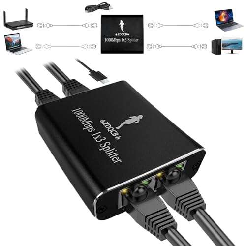 ZDQCB Ethernet Splitter 1 to 3, RJ45 Splitter Adapter Lan Network Internet Splitter 1 to 3, Ethernet Cable Splitter High Speed Internet&Ethernet Switch for Cat5 Cat5e Cat6 Cat 7 Cable(1 to 3 1000Mbps)
