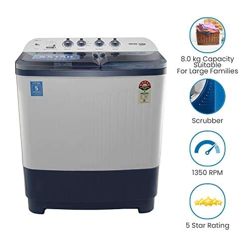 Voltas Beko 8 kg Semi-Automatic Top Loading Washing Machine, 2 Casette Filter (WTT80DBLT, Sky Blue) 2