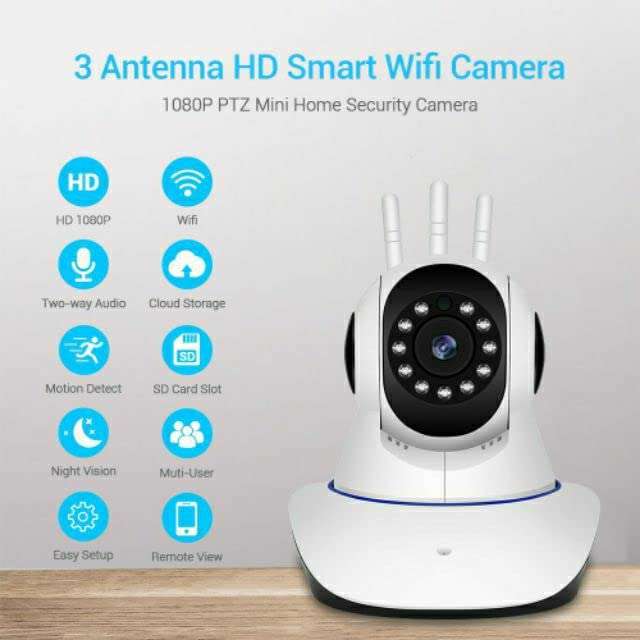 CAMCARE V380 Pro HD 1080P Wi-Fi Smart Dual Antenna Wireless IP CCTV Security Camera with 2 Way Audio, Night Vision, Support 128 GB Micro SD Card Slot (White) 5