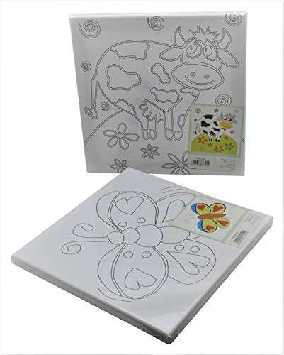 MY PARTY SUPPLIERS Jagmag® Kids Canvas Painting Set with Acrylic Paint and Brush/Cartoon Theme Small Canvas Painting Set for Kids/Birthday Gift for Children/Hobby Summer-Camp Kit (1pcs) 2