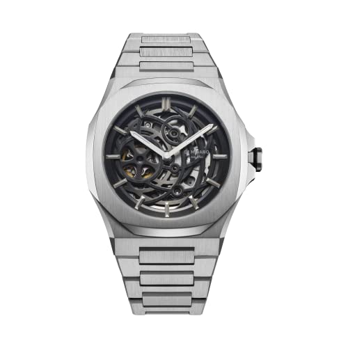 D1 Milano Stainless Steel Analog Black Dial Men Watch-Skbj10, Silver Band