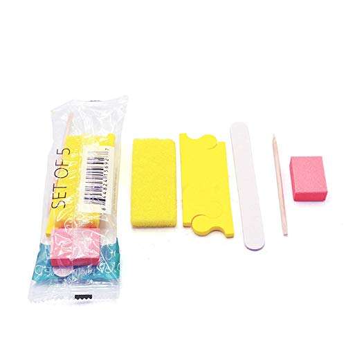 PandaSpa 5-Piece Pedicure Kit, Wood Nail File, Pumice Pad, Mini Buffer 100/180 Grit, Wood Stick, Toe Separator 200-Ct 1