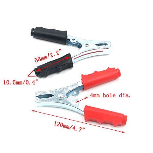 Antrader 75A Alligator Clamps Vehicle Car Insulated Battery Test Terminal Test Clips Electrical Clamp, 120MM Length, 2 Pairs(Black+Red) 2
