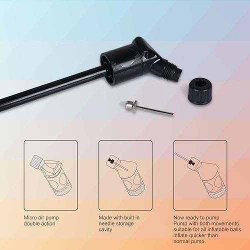 Nivia Double Action Ball Pump, with Needle Air Pump for Sports Football, Volleyball, Basketball, Rugby, Soccer Ball, Other Inflatable Balls, Stainless Steel Pin Air Pump (Black) 5