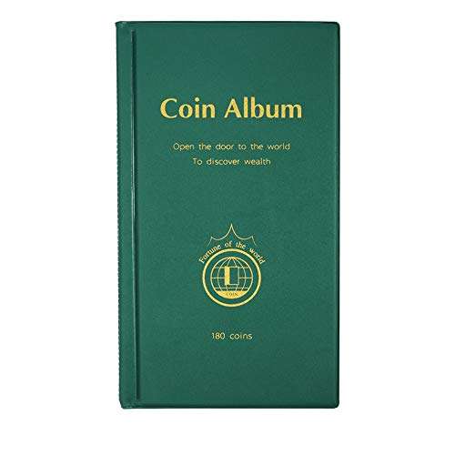 AITIME 180 Pockets Coin Collecting Holders Book Album for Collectors - Coin Collection Supplies, Collector Album Storage Suitable for Coin Diameter Less Than 1.66 Inches Storage (Green) 1