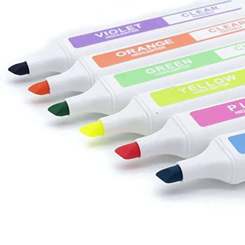 KRYTONE®Erasable Highlighter Twin Head 6pcs Set Marker Pen Light Pen Drawing Art Supplies, Multicolor 3