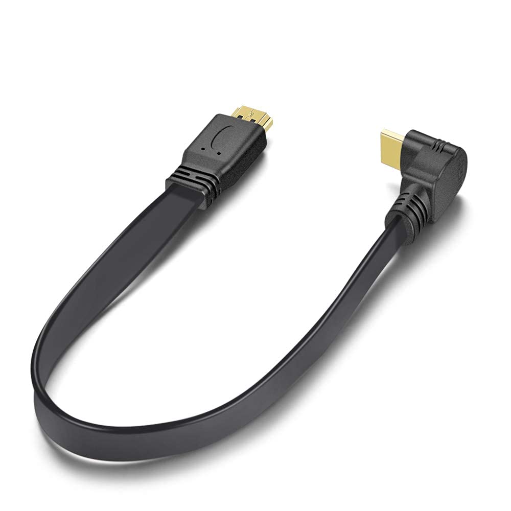 URWOOW Flat Slim High Speed HDMI Male to Male Extension Cable 270 Degree Right Angle (1 Feet) Adapter Converter Cable 6