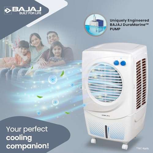 Bajaj PX97 Torque New 36L Personal Air Cooler For Room| DuramarinePump| 1 Year Warranty| TurboFan Technology| Powerful Air Throw| 3-Speed Control| Portable Air Cooler For Home| White 2