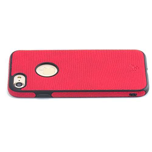 iPhone 7 Tpu Case Bumper Luxury Slim Leather grain with Full Body Protective Cover and Anti-Scratch and Non-Slip Design for Apple iPhone 7 (2017) (Red) 3