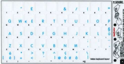Apple Italian Sticky Labels for Keyboard with Blue Lettering Transparent for Desktop, Laptop and Notebook 3