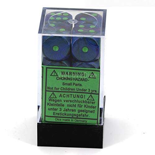 Chessex Lustrous Dark Blue/Green 16mm d6 Dice Block (12 Dice) 5