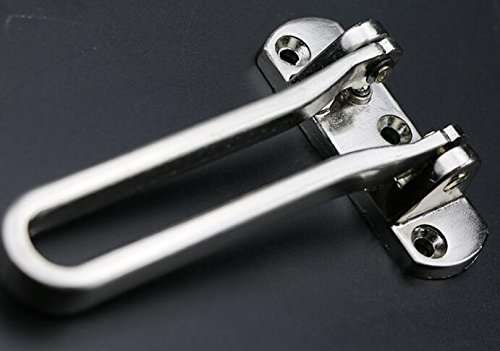 1 Set Practical Stainless Steel Heavy Duty Horizontal Line Swing Bar Lock Add Extra Door Lock Childproof Door Security Latch Guard Clasp Metal Defender Reinforcement Catch for Home Hotel Office 3