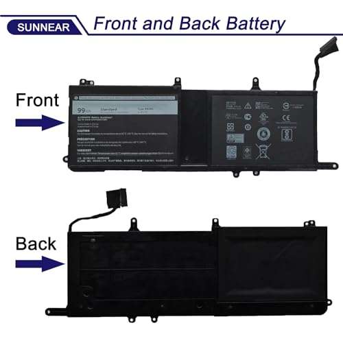 SUNNEAR 9NJM1 Laptop Battery for Dell Alienware 15 R3 R4 17 R4 R5 Series Dell ALW17C Series 0546FF 0HF250 44T2R HF250 MG2YH 0MG2YH, Dell P31E P69F Series 11.4V 3-Cell 2