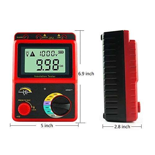 Electronic Multimeter, Insulation Resistance Tester, Digital Megohmmeter, 100-2500V AC/DC Voltage Insulation Tester, Ohm Meter for Laboratory, Factory and Home(Battery NOT Included) 4