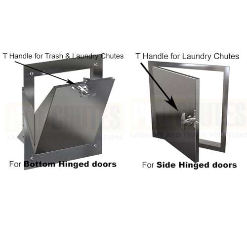 Trash Chute T Handles and Laundry Chute Door Latch kit with V Spindle for Bottom & Side hinged Doors. Compatible Handle Hardware Parts by Pro Chutes 6