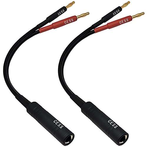 CESS-020 1/4 Inch TS to Dual Banana Plug Speaker Adaptor, 6 Inch - Mono 6.35mm Female Jack to Banana Cable - 2 Pack 3