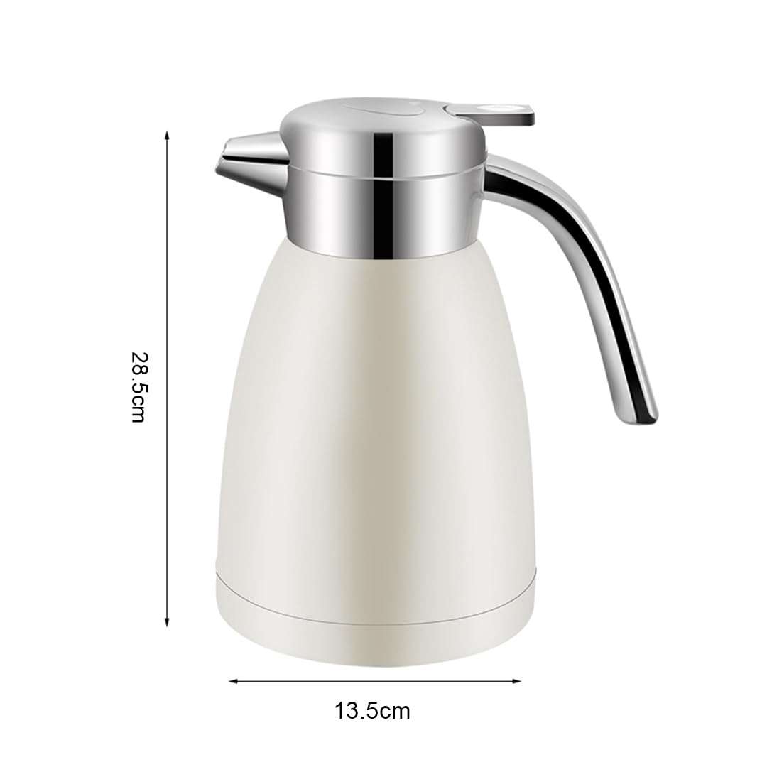 2.2L Stainless Steel Insulated Vacuum Flask Water Coffee Jug Thermal White 5
