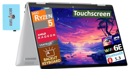 HP Envy x360 2-in-1 Laptop 14.0" Touchscreen IPS WUXGA Display (AMD Ryzen 5 8640HS, 16GB LPDDR5, 512GB PCIe SSD, AMD Radeon, Backlit KYB, WiFi 6E, Bluetooth 5.3, Win 11 Pro) w/DKZ Port Expander