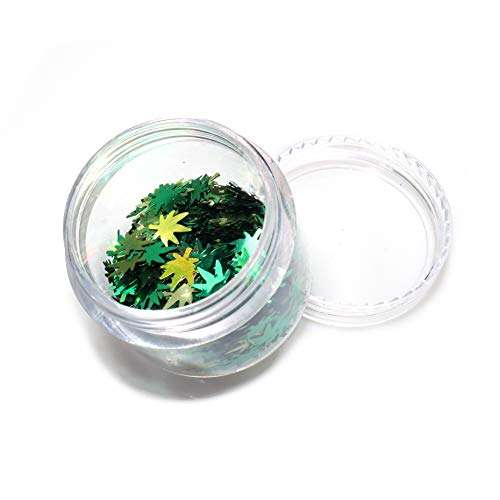Laza Leaves Chunky Glitter Flakes Nail Art Sequin Pot Weed Leaf Shine Shaped Pomona Green Azure Green Mixed Iridescent Sparkle for DIY Craft Decoration Party Festival 10ml Jars - Emerald Apple Leaf 4