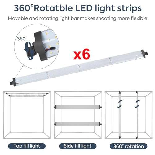 Professional Photo Light Box, Heorryn 24x24x24 Inches Portable Photo Studio Box Folding Shooting Tent Kit with Brightness Dimmable LED Lights & 5 Backdrops for Jewellery, Food, Shoes Photography etc 2