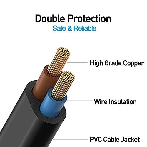 Extra Long Power Cord Cable Compatible Apple Samsung LG TCL Roku Sharp TV, AC 2 Prong Replacement Power Cable 12FT-UL 4