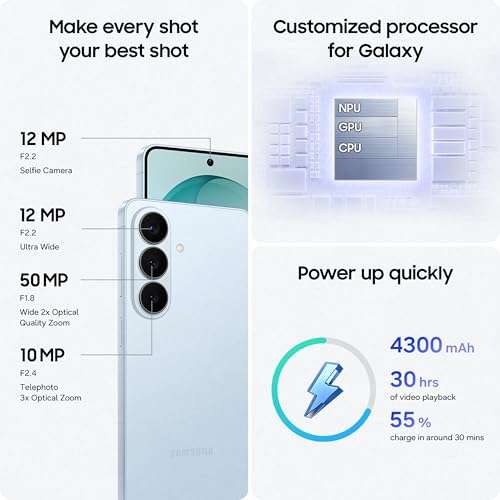 Samsung Galaxy S26 5G (Sky Blue, 12GB RAM, 256GB Storage), AI Phone, Photo Assist, Creative Studio, 50MP Camera, and 4300mAh Battery 5