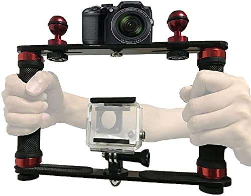 Aluminium Alloy Underwater Handheld Support Stabilizer Holder Video Light Dive Light Stand Tray with Two 1'' Ball Handle for Action Camera and Any Other Camera with 1/4 inch Screw Hole 5