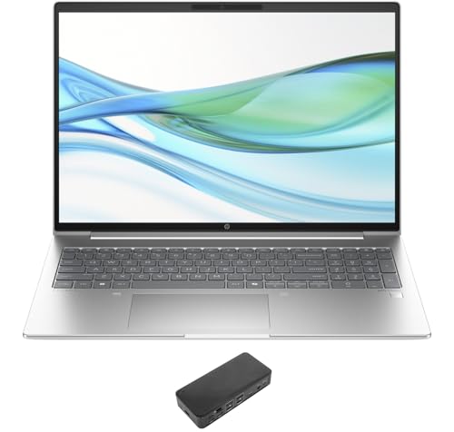 HP ProBook 460 G11 Laptop (Intel Core Ultra 7 155U 12-Core, 16GB DDR5 5600MHz RAM, 512GB PCIe SSD, Intel Graphics, 16.0" 60 Hz Wide UXGA (1920x1200), Fingerprint, WiFi, Win 10 Pro) with USB-C Dock