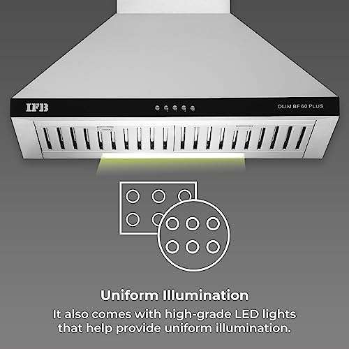 IFB 60cm 960 m3/hr Chimney (OLIM 60 Plus, 2 Cassette Filters, Touch Control, Silver) 3