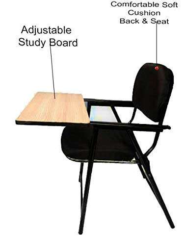 Ventuos- Folding Study Chair with Cushion & Adjustable Writing Pad for All Age (Black) 4