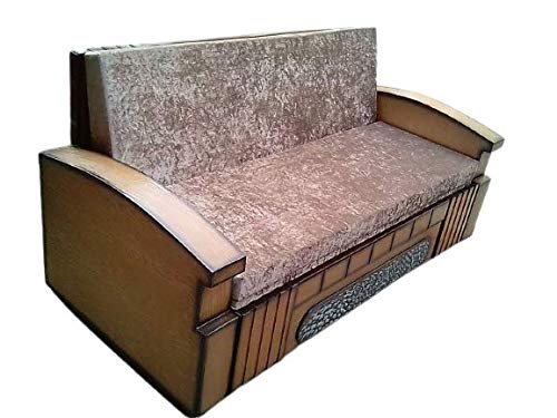 B.R Furniture Decor Solid Wood Double Size Bed and Sofa for Bedroom - Brown