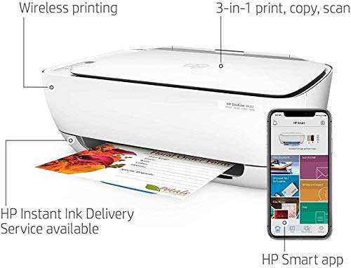 HP DeskJet 3630 Color Inkjet All-in-One Wireless Printer, Scan and Copy, Works with HP Smart app, F5S57A (Renewed) 3