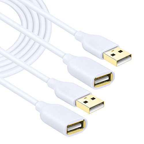 Costyle White USB Extension Cable, 2-Pack USB 2.0 10ft/3m Type A Male to A Female Extension Cord White USB Extender Cable with Gold-Plated Connectors