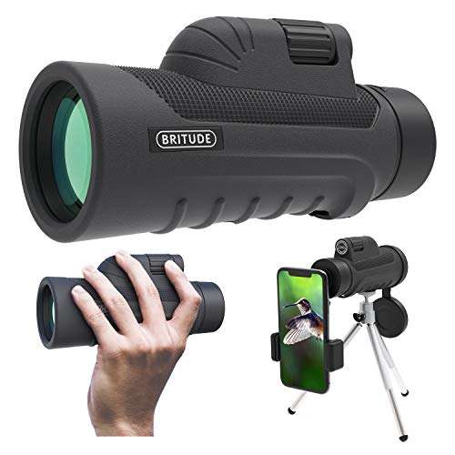 Monocular Telescope, 10x42 High Definition Monocular with Smartphone Adapter & Tripod, Waterproof Fog Proof Pocket Scope for Adults and Kids, FMC BAK4 Prism for Bird Watching Travelling Hunting 1