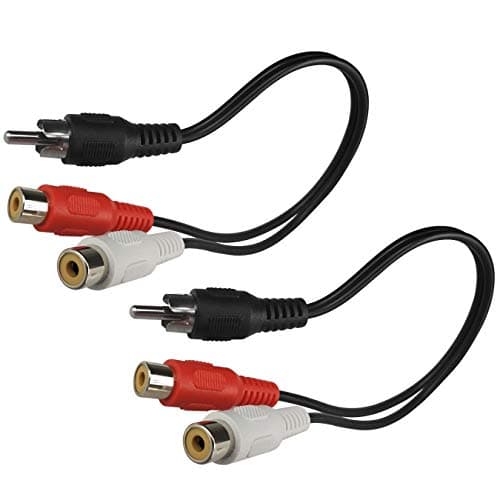 2Pack RCA (M) to 2 RCA (F) Stereo Audio Y Adapter Subwoofer Cable,1 Male to 2 Female Y Splitter Connectors Extension Cord