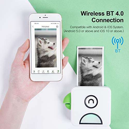 Aibecy 200dpi Photo Printer Portable Pocket Thermal Printer BT Wireless Receipt Label Sticker Maker with Thermal Paper Roll Compatible with Android iOS Smartphone 3