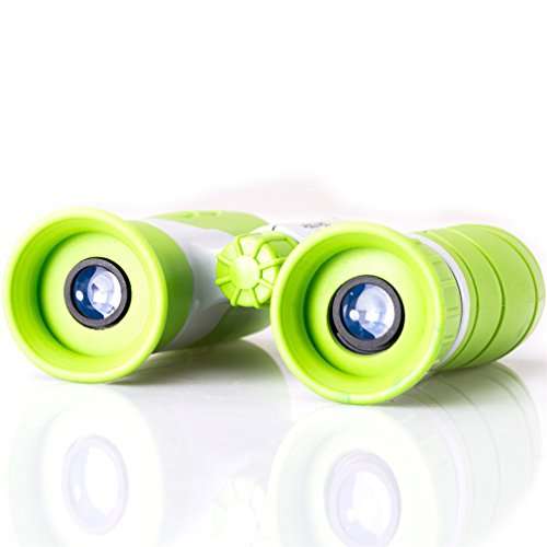 Binoculars 8X21 kit with Whistle & Neck Strap for Kids Boys Girls Outdoor Sports Bird Watching Hunting Hiking Children Birthday Presents All Real Optical Glass Lens Green Plastic Body Lightweight 5