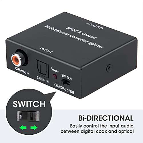 ROOFULL Bi-Directional Digital Coaxial to/from Optical Toslink SPDIF Audio Converter/Adapter/Repeater 5