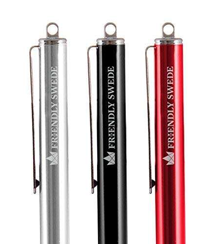 The Friendly Swede Extra Long Stylus Pen for Touchscreen — Set of 3 Thin-Tip High Precision Capacitive 7.3" Stylus Pens; Incl. Elastic Lanyards, 3 Replaceable Tips & Cleaning Cloth - Red/Black/Silver 4