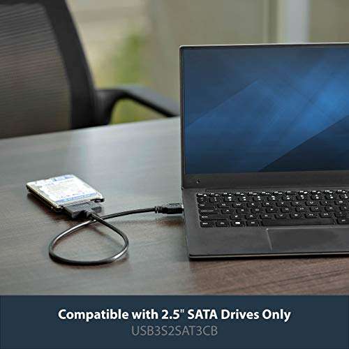 StarTech.com SATA to USB Cable - USB 3.0 to 2.5” SATA III Hard Drive Adapter - External Converter for SSD/HDD Data Transfer (USB3S2SAT3CB) 2