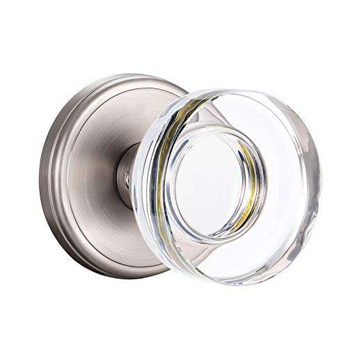 CLCTK Crystal Glass Door Knobs (Passage, Brushed Nickel) 1